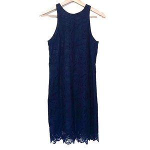 Babaton Aritzia navy blue lace dress